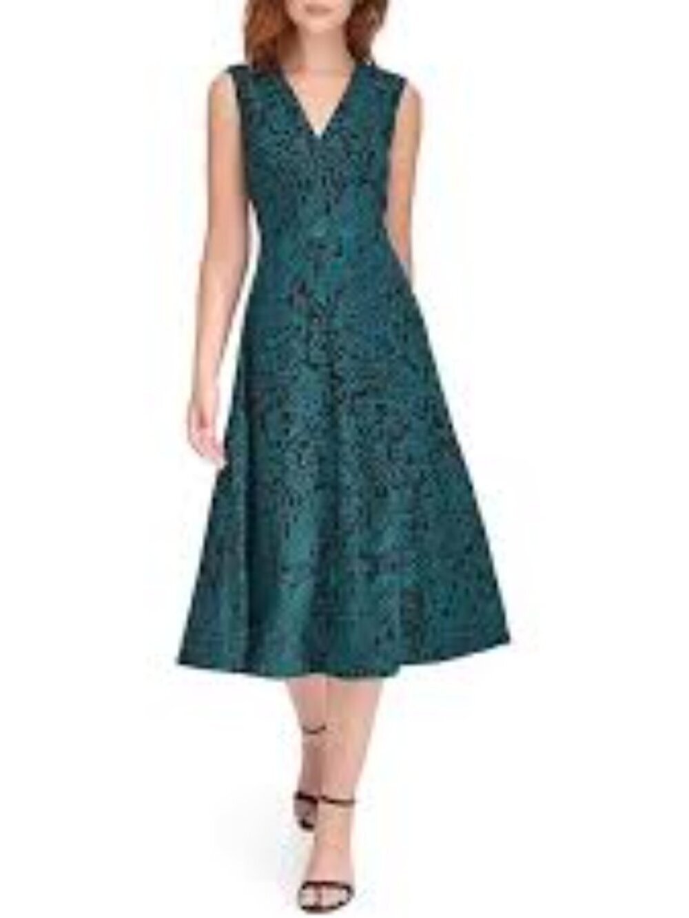 Tommy Hilfiger Paisley Fit & Flare Dress Sleeveless Green Teal Size 8